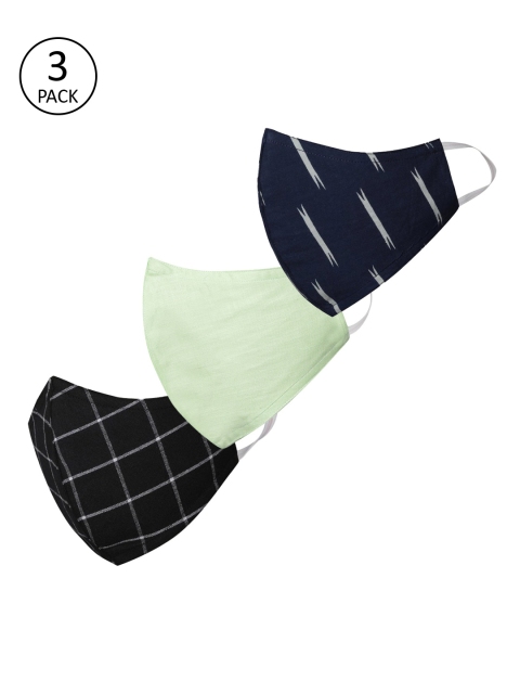

VASTRAMAY Unisex Pack Of 3 2-Ply Reusable Cloth Half Face Masks, Lime green