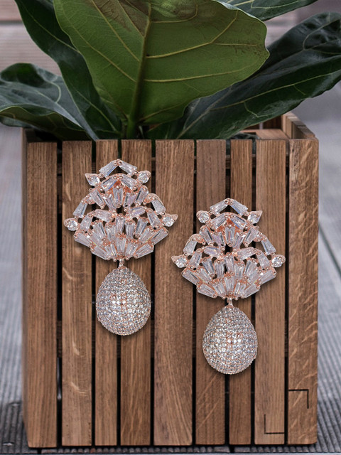 

MIDASKART Rose Gold Contemporary Drop Earrings