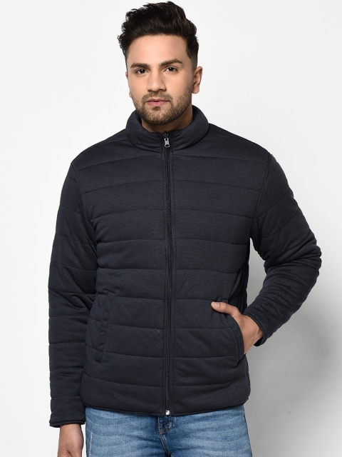 

METTLE Men Navy Blue Solid Padded Jacket