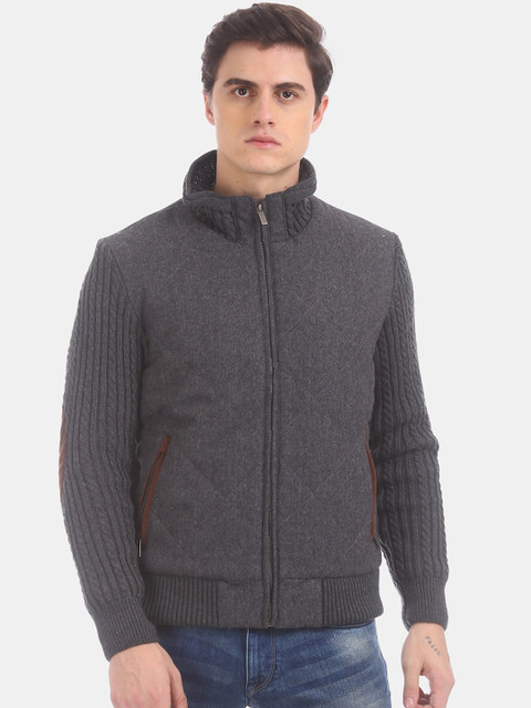 

True Blue Men Charcoal Solid Tailored Jacket