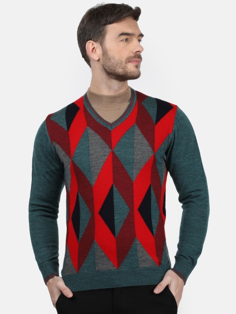

Monte Carlo Men Multicoloured Self Design Pullover Sweater, Multi