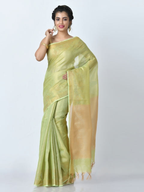 

RANGOLI Lime Green Art Silk Woven Design Tussar Saree