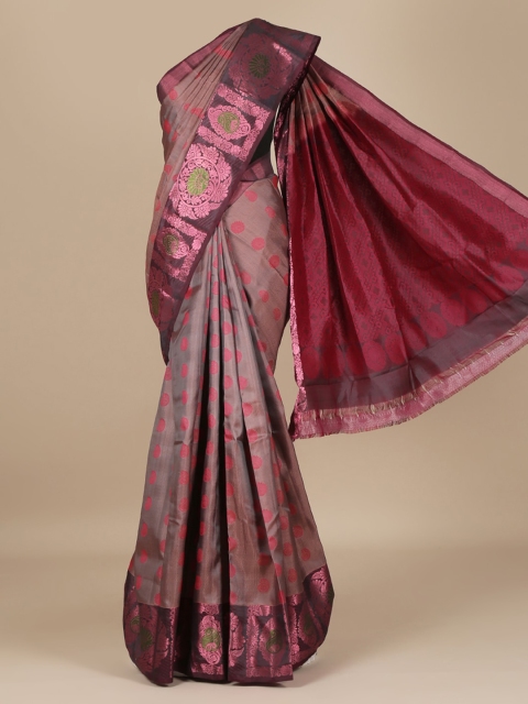 

Pothys Brown Printed Silk Blend Saree