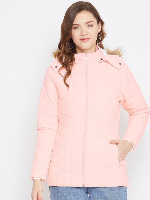 

Okane Women Pink Solid Hooded Padded Jacket