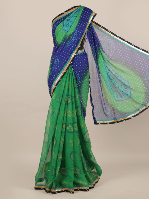 

Pothys Green Printed Poly Chiffon Saree