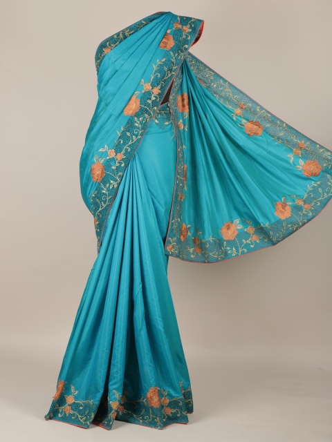 

Pothys Blue Solid Art Silk Saree