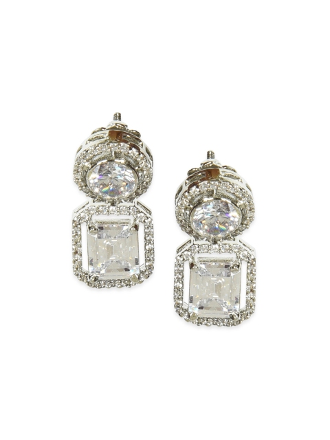 

MIDASKART Silver-Toned Contemporary Drop Earrings