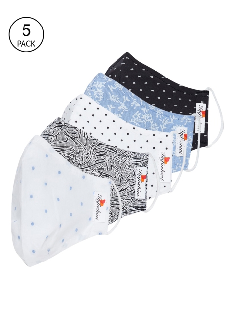 

Imfashini Women Pack Of 5 Printed 2-Ply Reusable Cloth Masks, Blue