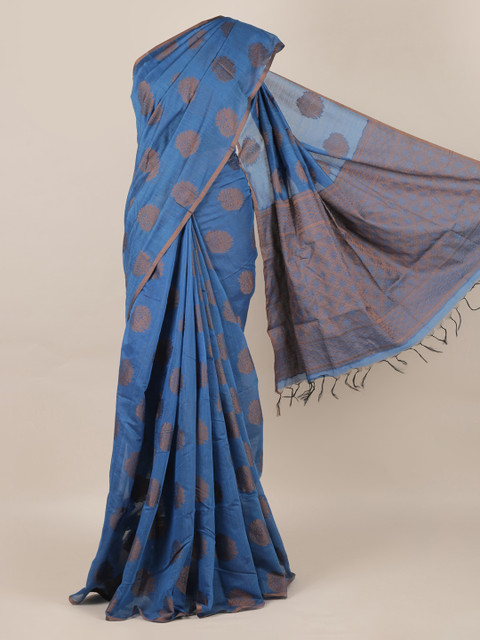 

Pothys Blue Woven Design Jute Silk Saree