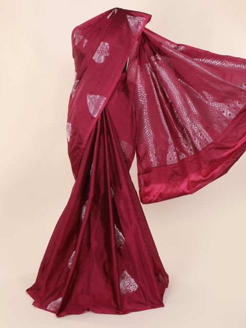 Pothys Magenta Silk Cotton Woven Design Kanjeevaram Saree