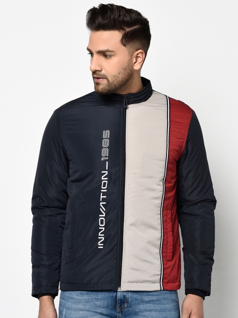 

METTLE Men Navy Blue Solid Quilted Jacket