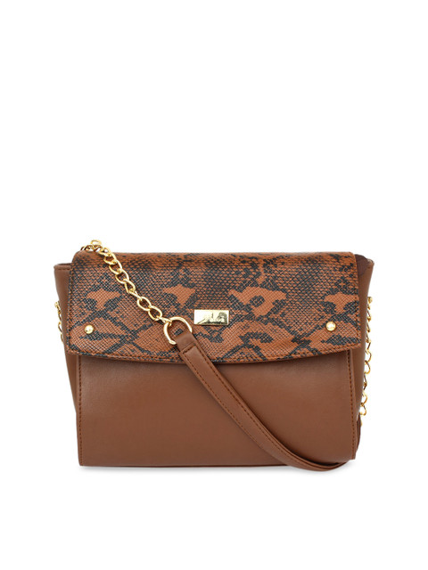 

yelloe Tan Brown & Black Textured Sling Bag