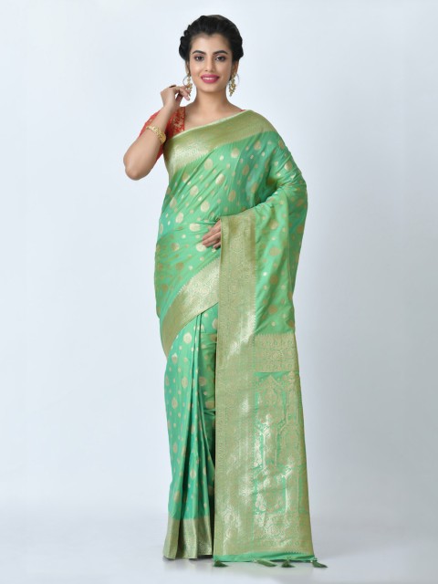 

RANGOLI Green Woven Design Art Silk Saree