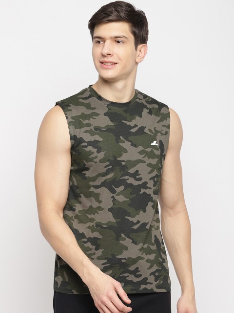 

SPARROWHAWK Men Olive Green Camouflage Printed Round Neck T-shirt