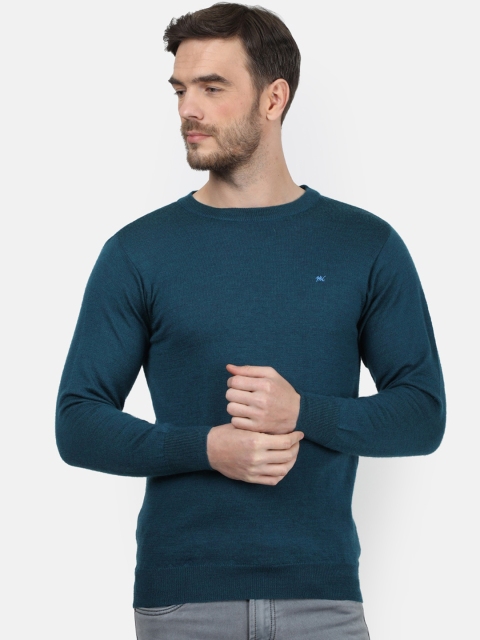 

Monte Carlo Men Blue Solid Pure Wool Pullover Sweater