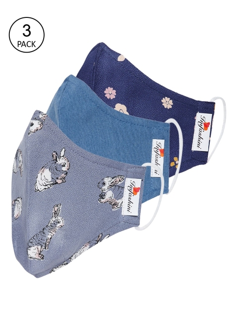 

Imfashini Women Pack Of 3 2-Ply Reusable Cloth Masks, Blue