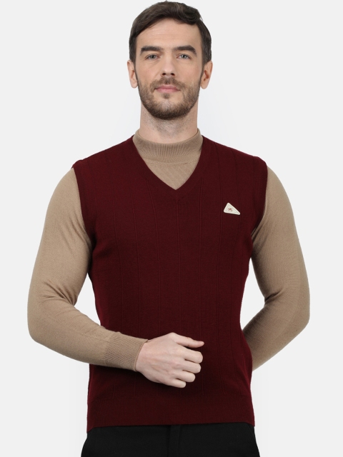 

Monte Carlo Men Maroon Solid Pure Wool Sweater Vest