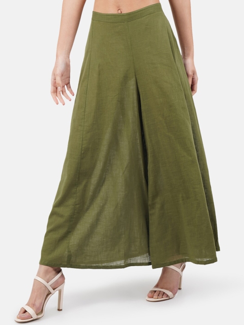 

JAAIVE Women Green Solid Flared Palazzo