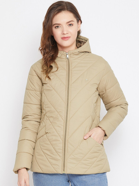

Okane Women Beige Solid Padded Jacket