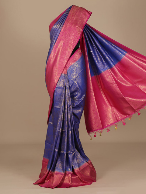 

Pothys Blue Woven Design Jute Silk Saree