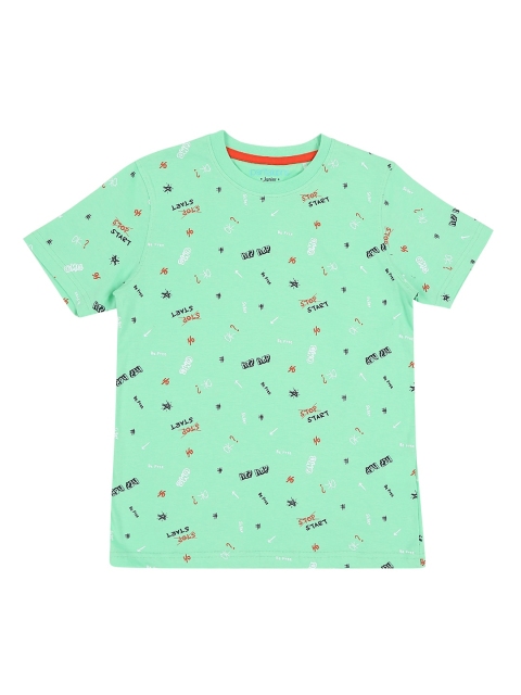 

Pantaloons Junior Boys Green Printed Round Neck Pure Cotton T-shirt
