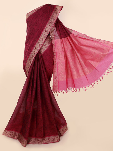 

Pothys Magenta & Pink Pure Cotton Printed Saree