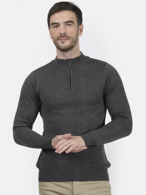 

Monte Carlo Men Grey Solid Pullover Sweater