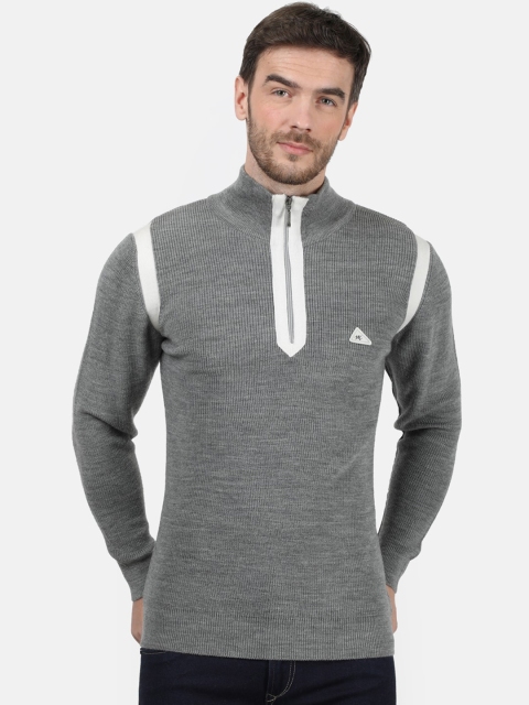 

Monte Carlo Men Grey Solid Pullover Sweater