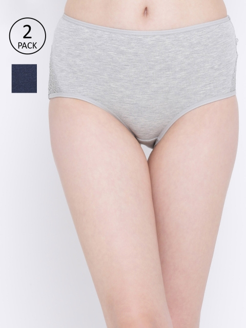 

Clovia Women Pack of 2 Solid High-Rise Hipster Briefs COMPNC945, Blue
