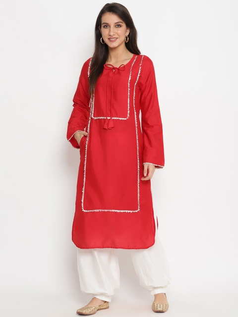 Abhishti Women Red Solid Kurta with Salwar