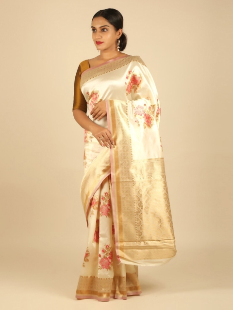 

Pothys Cream-Coloured Woven Design Jute Silk Saree