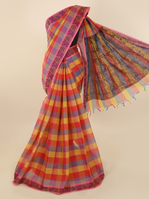 

Pothys Multicoloured Checked Pure Cotton Saree, Multi