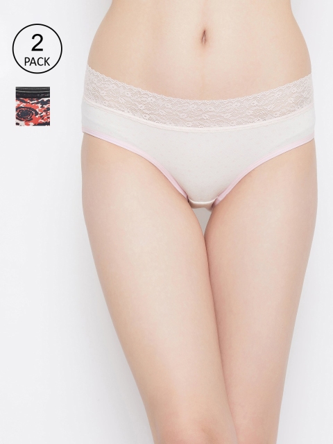 

Clovia Women Pack Of 2 Printed Hipster Briefs COMPNC959, White