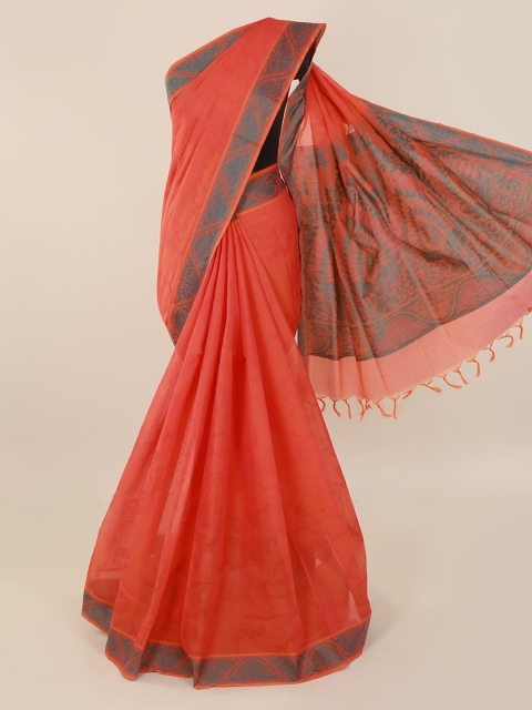 

Pothys Coral Printed Pure Cotton Saree with Jhalar Pallu