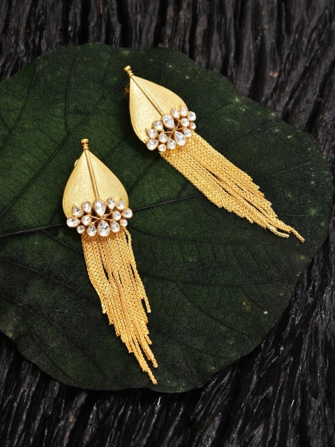 

MIDASKART Gold-Toned Contemporary Drop Earrings
