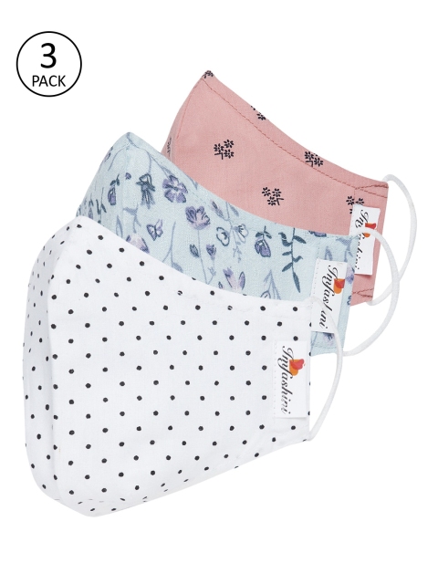 

Imfashini Women Pack Of 3 Multicoloured Printed 2-Ply Reusable Cloth Masks, White