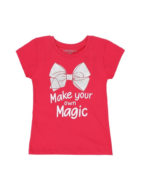 

Pantaloons Junior Girls Fuchsia Printed Round Neck T-shirt