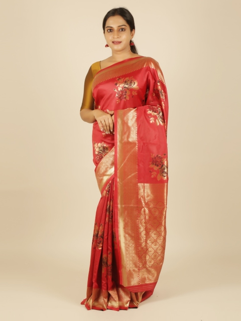 

Pothys Pink Printed Jute Silk Saree
