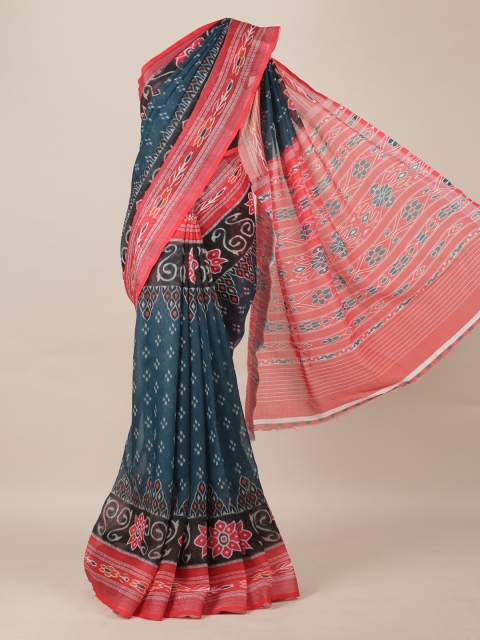 

Pothys Grey & Pink Linen Blend Printed Saree