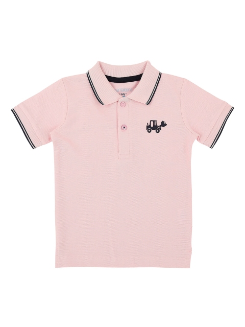 

Pantaloons Baby Boys Pink Solid Polo Collar T-shirt