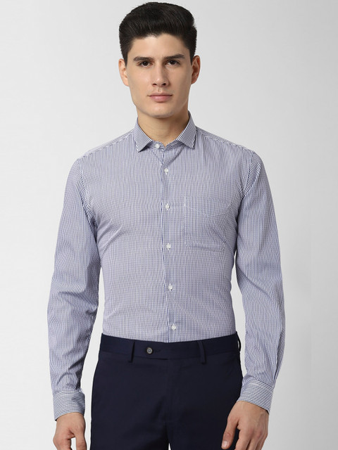 

Peter England Men White & Blue Regular Fit Striped Cotton Casual Shirt