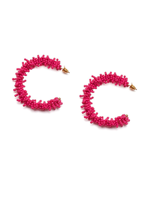 

Foxy Sperks Pink Crescent Shaped Half Hoop Earrings