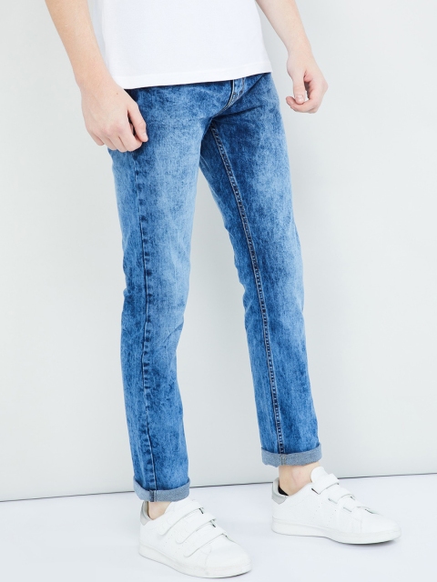 

max Men Blue Slim Fit Mid-Rise Clean Look Stretchable Jeans