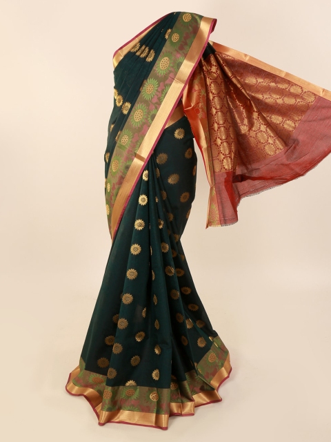 

Pothys Green Woven Design Silk Cotton Saree with Zari Border
