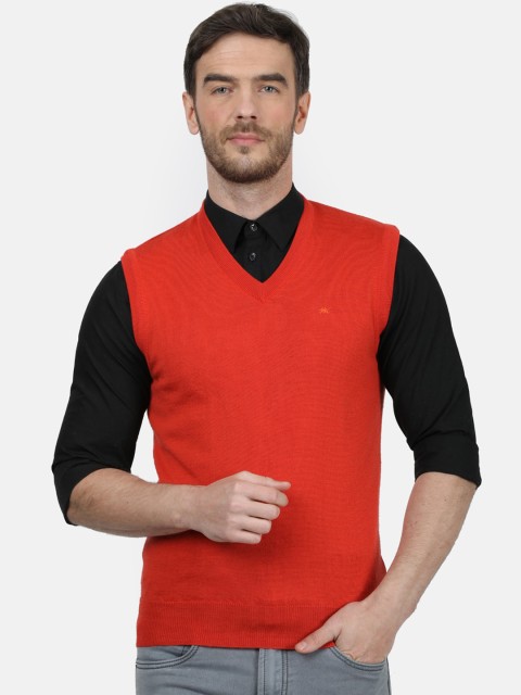 

Monte Carlo Men Orange Solid Woollen Sweater Vest