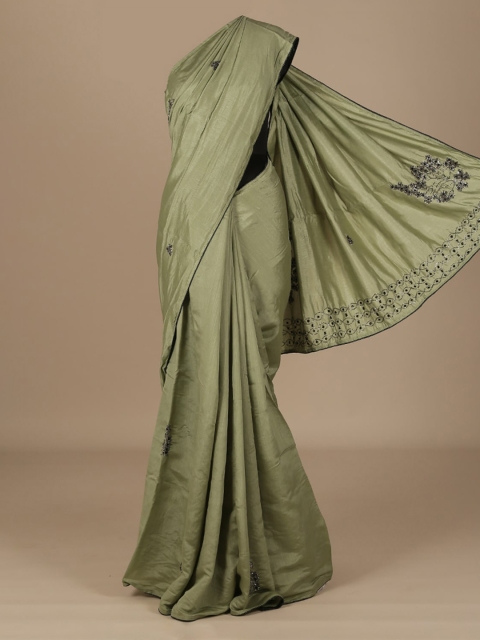 

Pothys Green Embroidered Jute Silk Saree