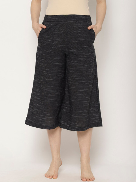 

COASTLAND Women Black & Off-White Loose Fit Striped Lounge Pants
