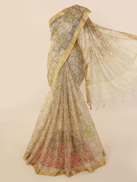

Pothys Gold-Toned Printed Tissue Saree
