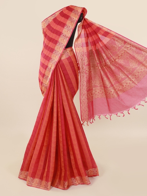 

Pothys Rust Striped Pure Cotton Saree