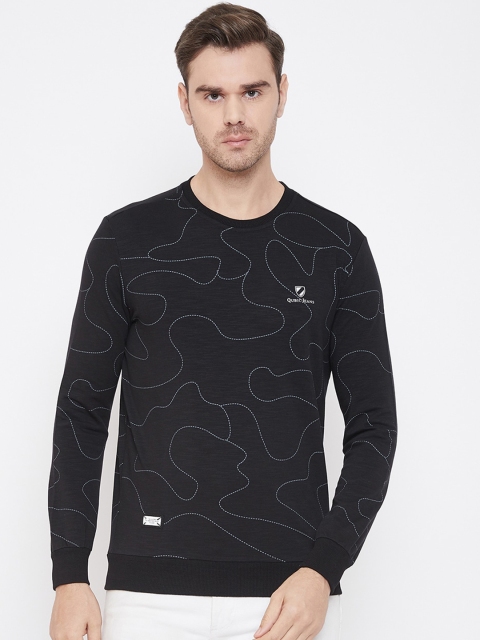 

QUBIC Men Black Printed Round Neck T-shirt